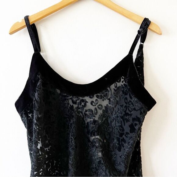 Victoria’s Secret Gold Label Velvet Burnout Chemise Black Rayon Women’s Size‎ L - Picture 7 of 8